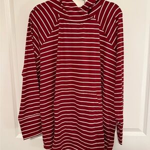 LuLaRoe Red and White Striped Amber Hoodie